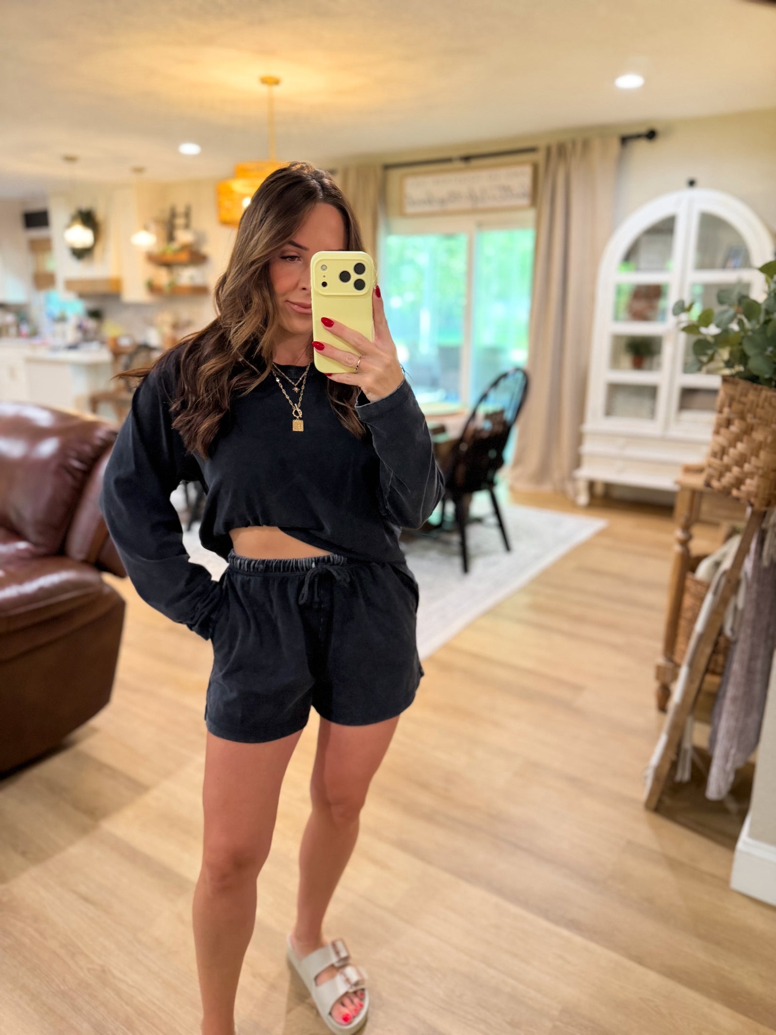 Sloane Acid Washed Long Sleeve Top - Black