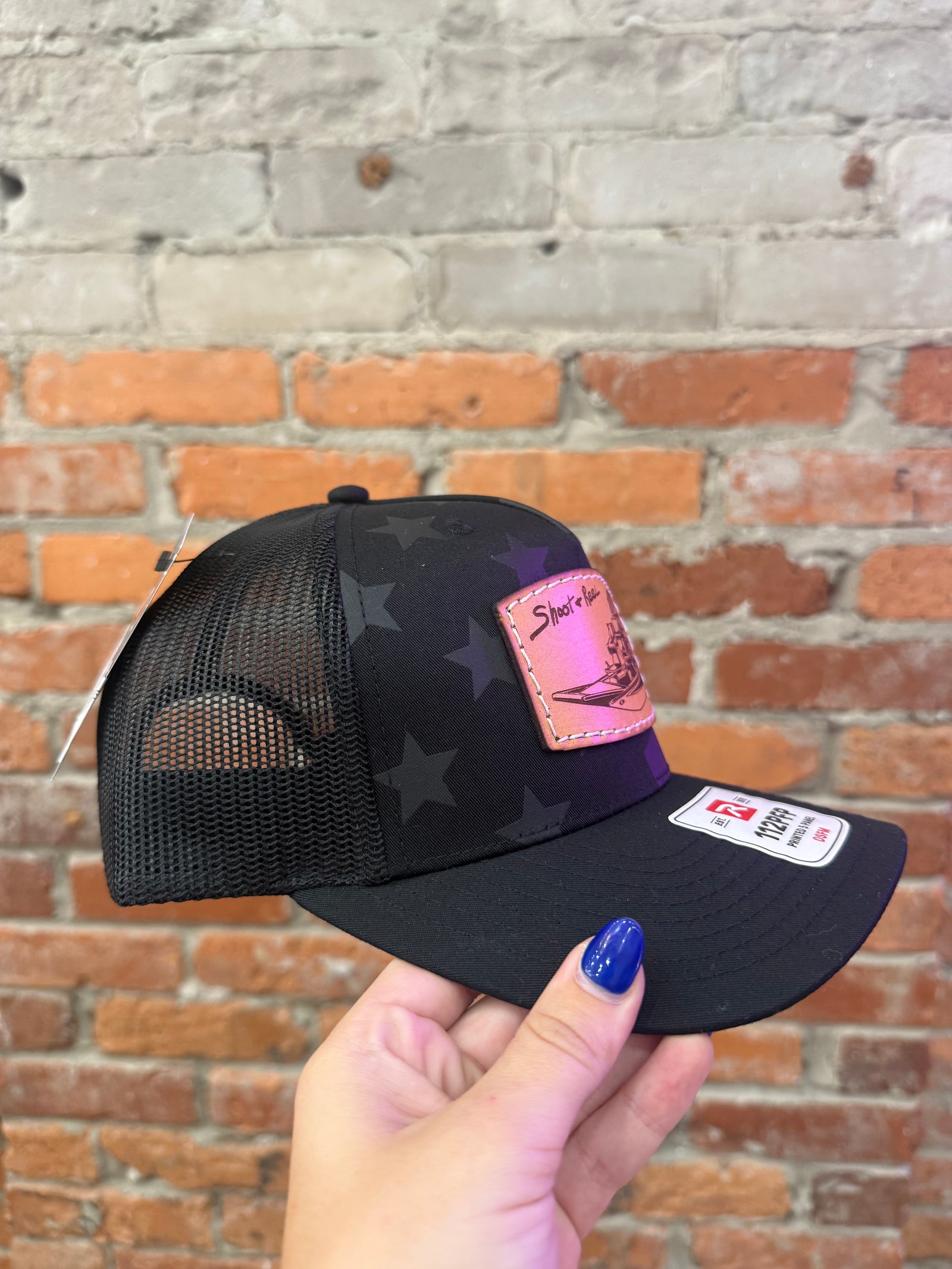 Shoot & Reel Black Airboat Patch Hat