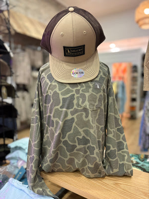 Youth Local Boy Long Sleeve Heather Blend Crew - Brush Camo