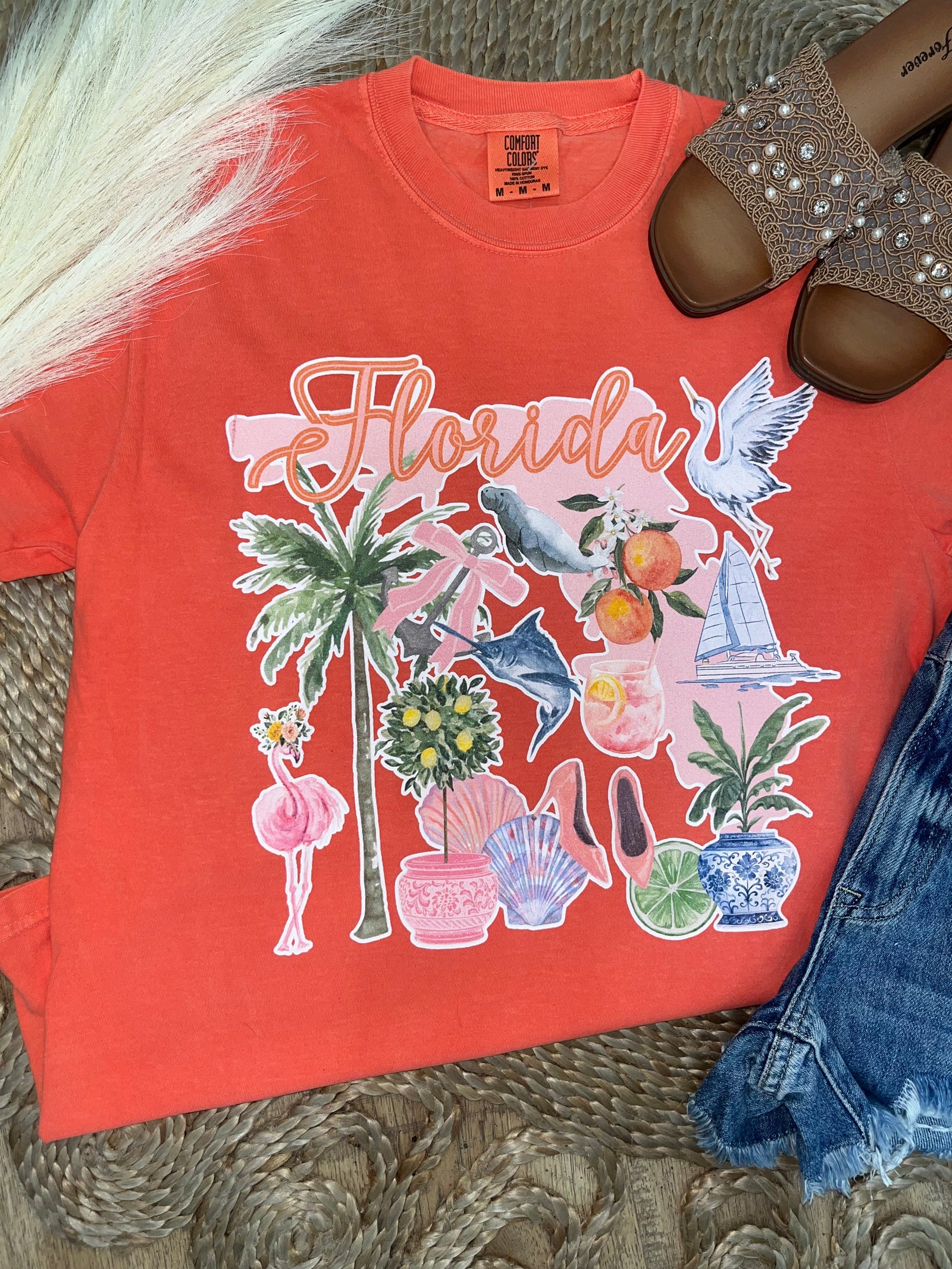 Trendy FL Sticker Collage Comfort Colors Tee