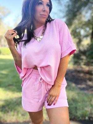 DOORBUSTER - Ali Ribbed Tee - Pink