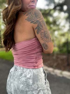 Spencer Ruched Crop Top - Mauve