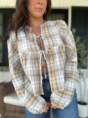 Phoebe Checkered Blouse - Olive