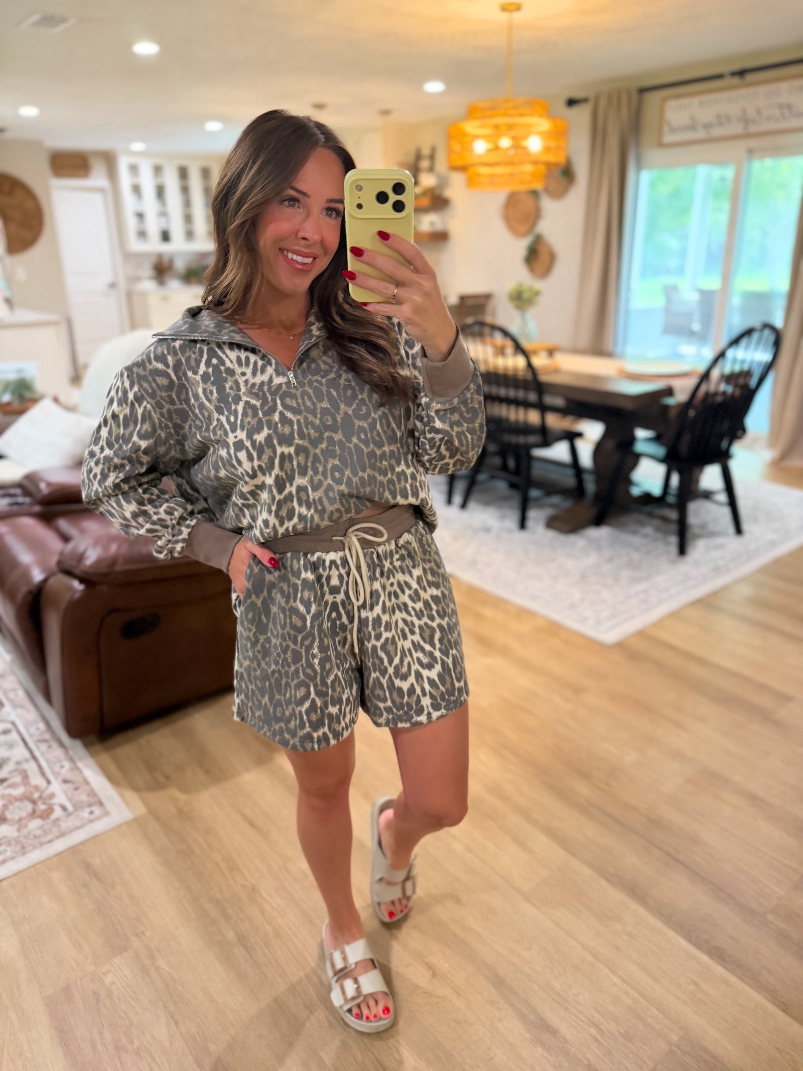 Lilly Leopard Print Terry Cloth Quarter Zip