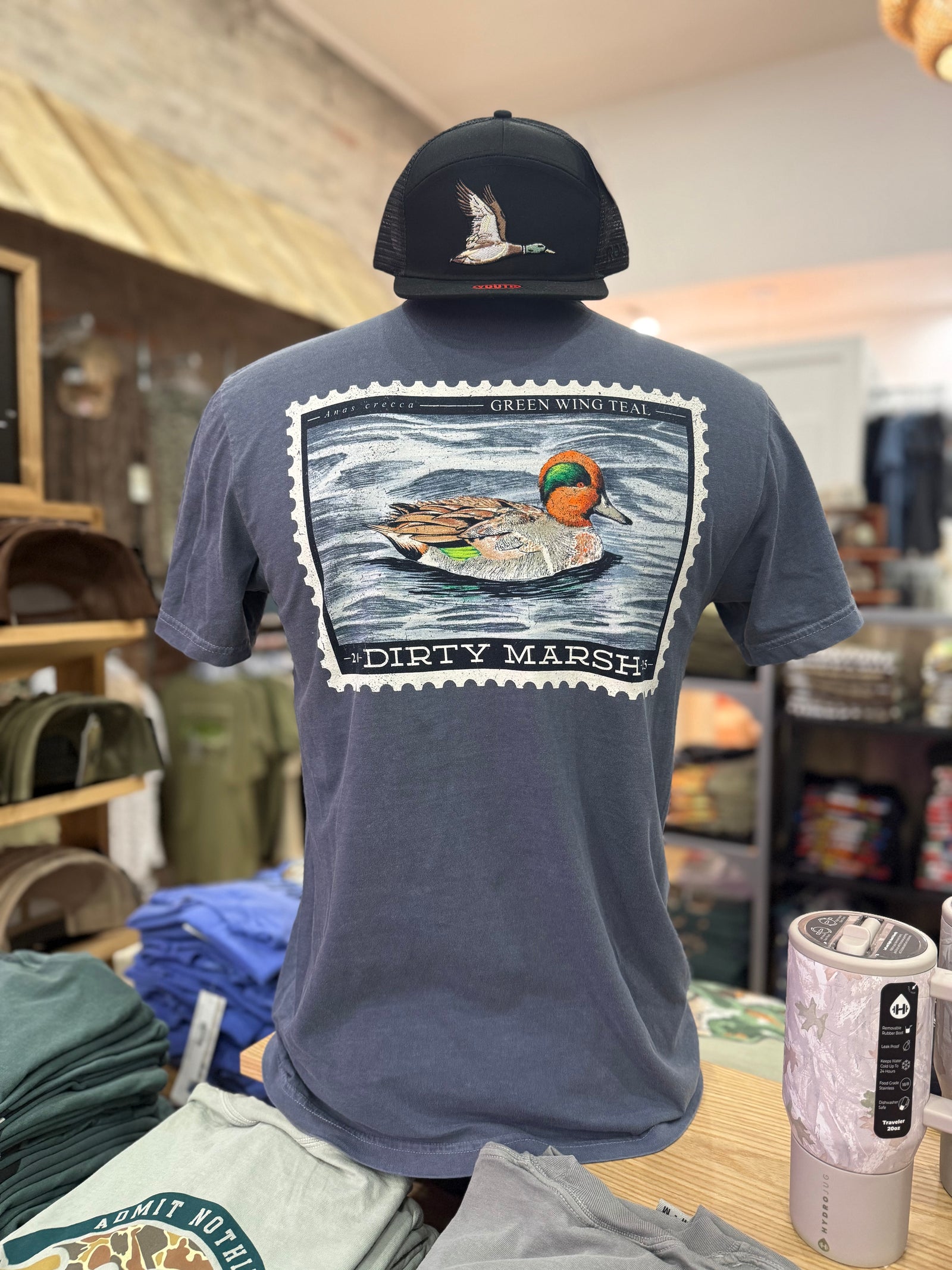 Green Wing Stamp Tee - Denim