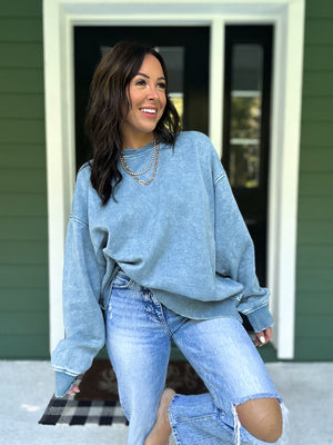 Lennon Acid Wash Oversized Fleece Pullover