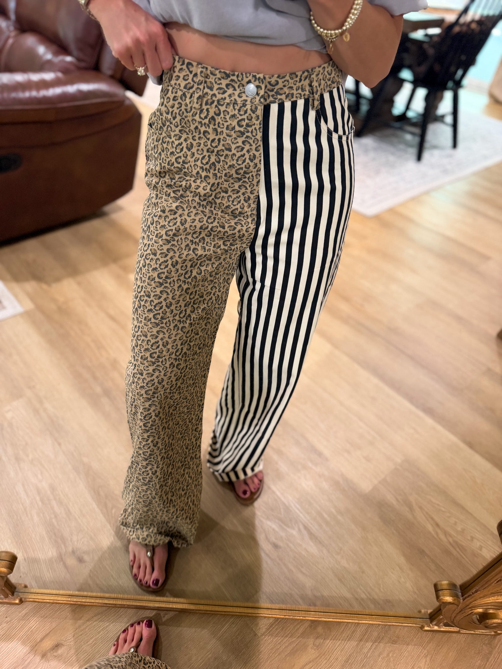 Mandi Mix & Match Leopard Stripe Jeans