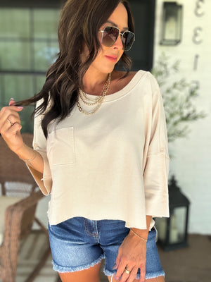 Mandi Mineral Washed Cropped Tee - Bone