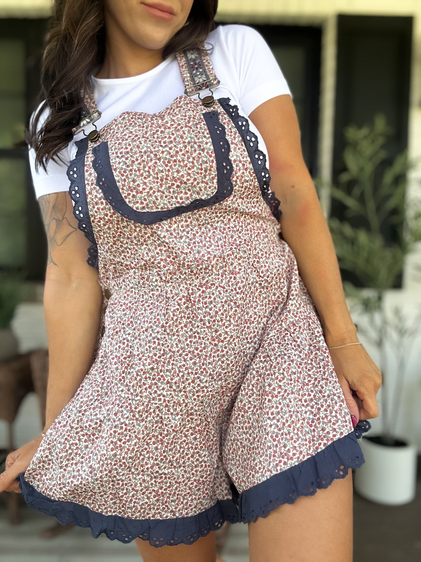 Nora Floral Printed Lace Romper