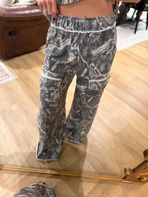 Jade Vintage Wash Camo Cargo's