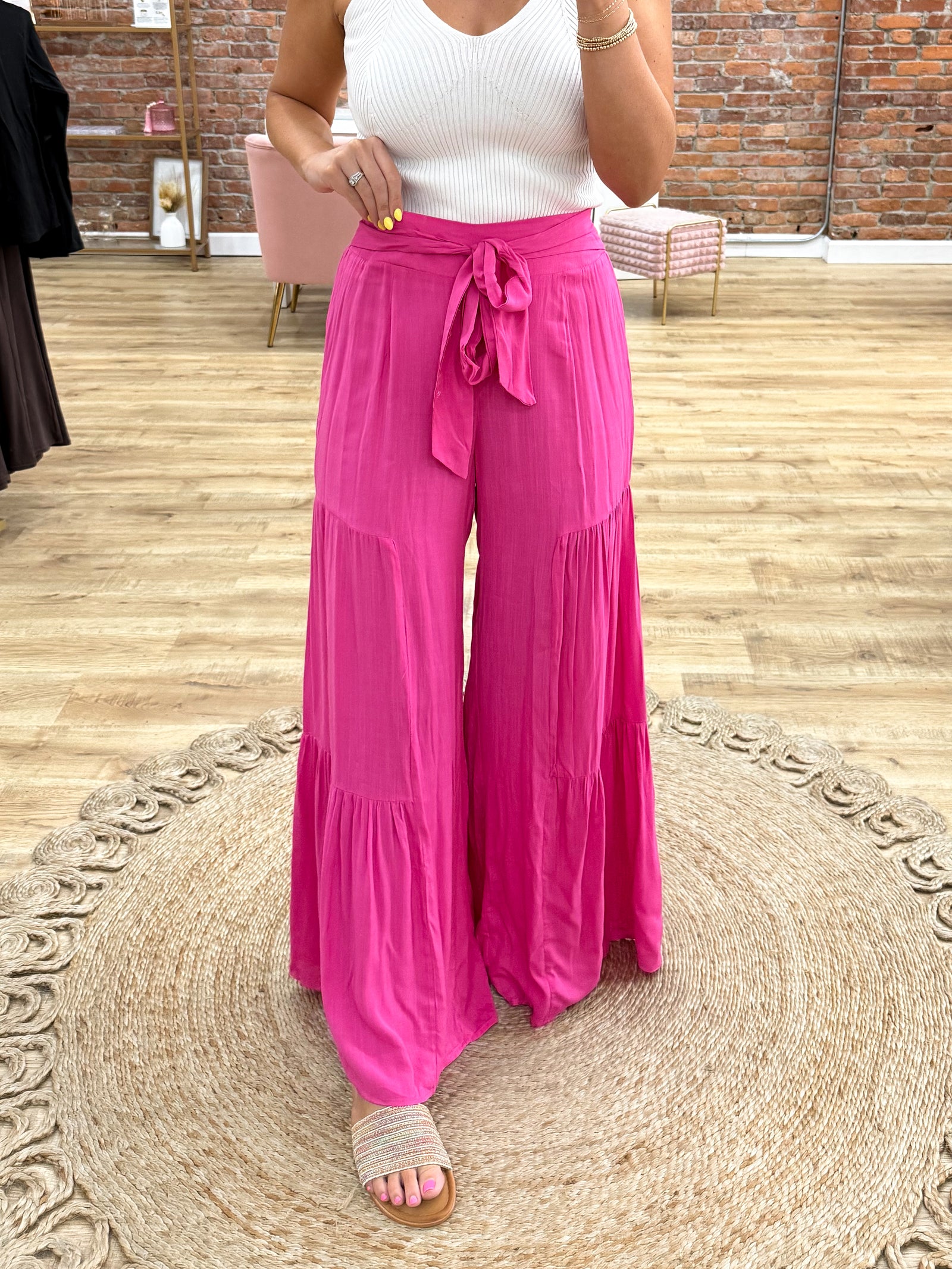Just So You Know Wide Leg Pants - Hot Pink