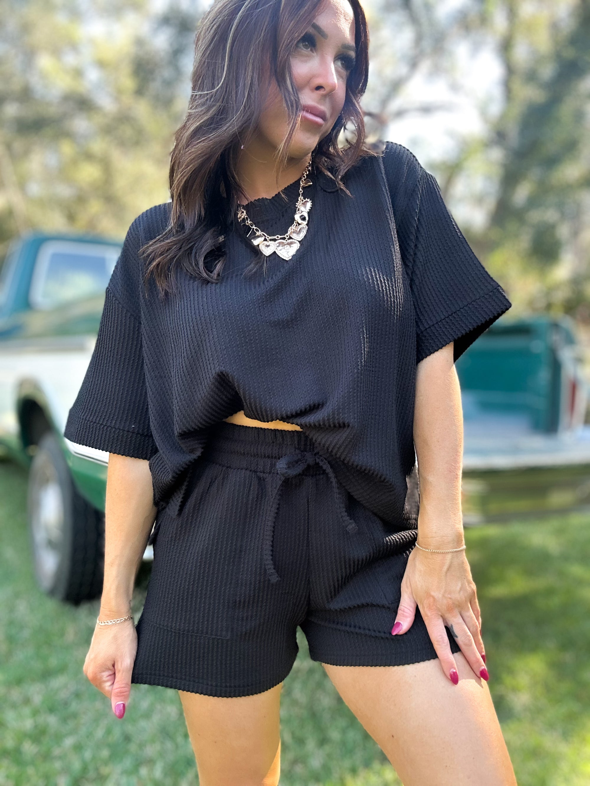 DOORBUSTER - Ali Ribbed Shorts - Black