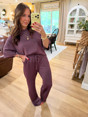 Callum Scuba Drawstring Pants - Plum