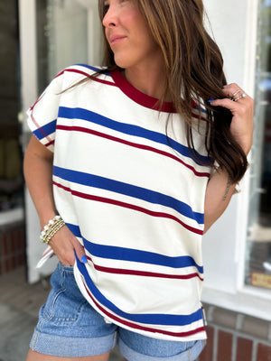 Georgia Multi Striped French Terry Pullover