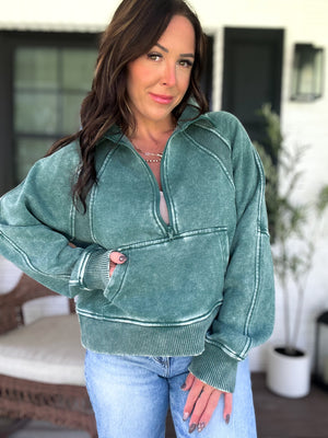 Remi Acid Washed Half Zip Fleece - TEN COLORS