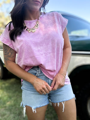 DOORBUSTER - Dani Acid Washed Tee - Mauve