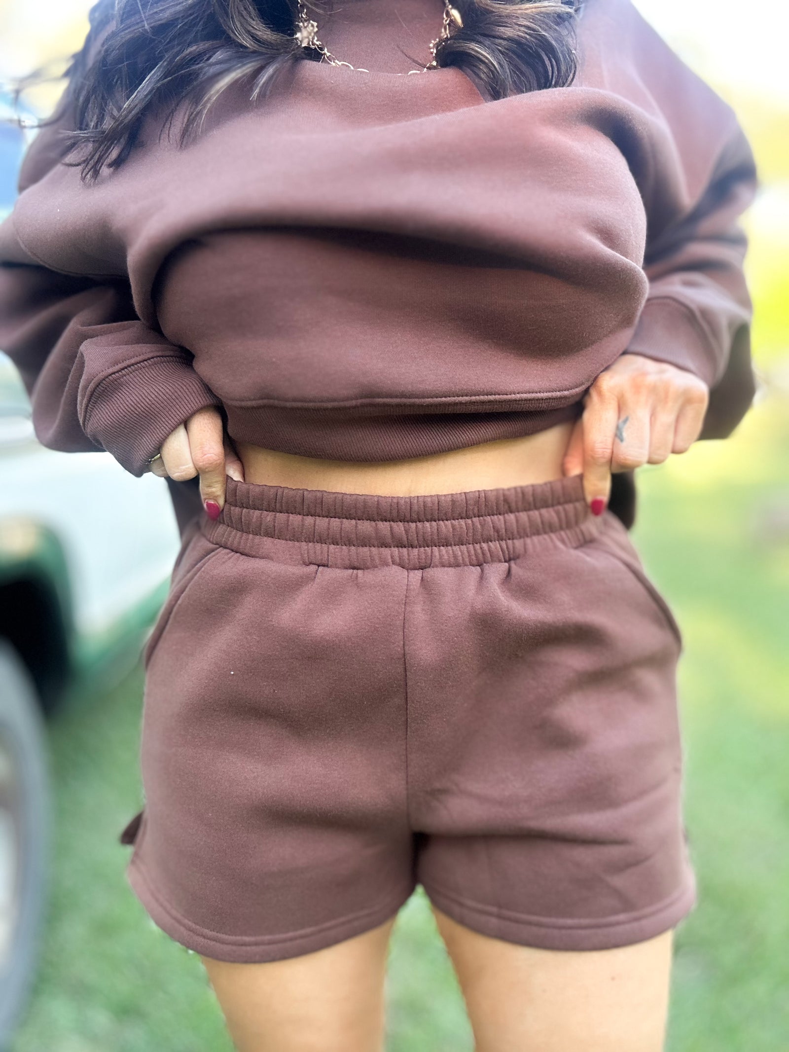 DOORBUSTER - Gabi Fleece Shorts - Brown