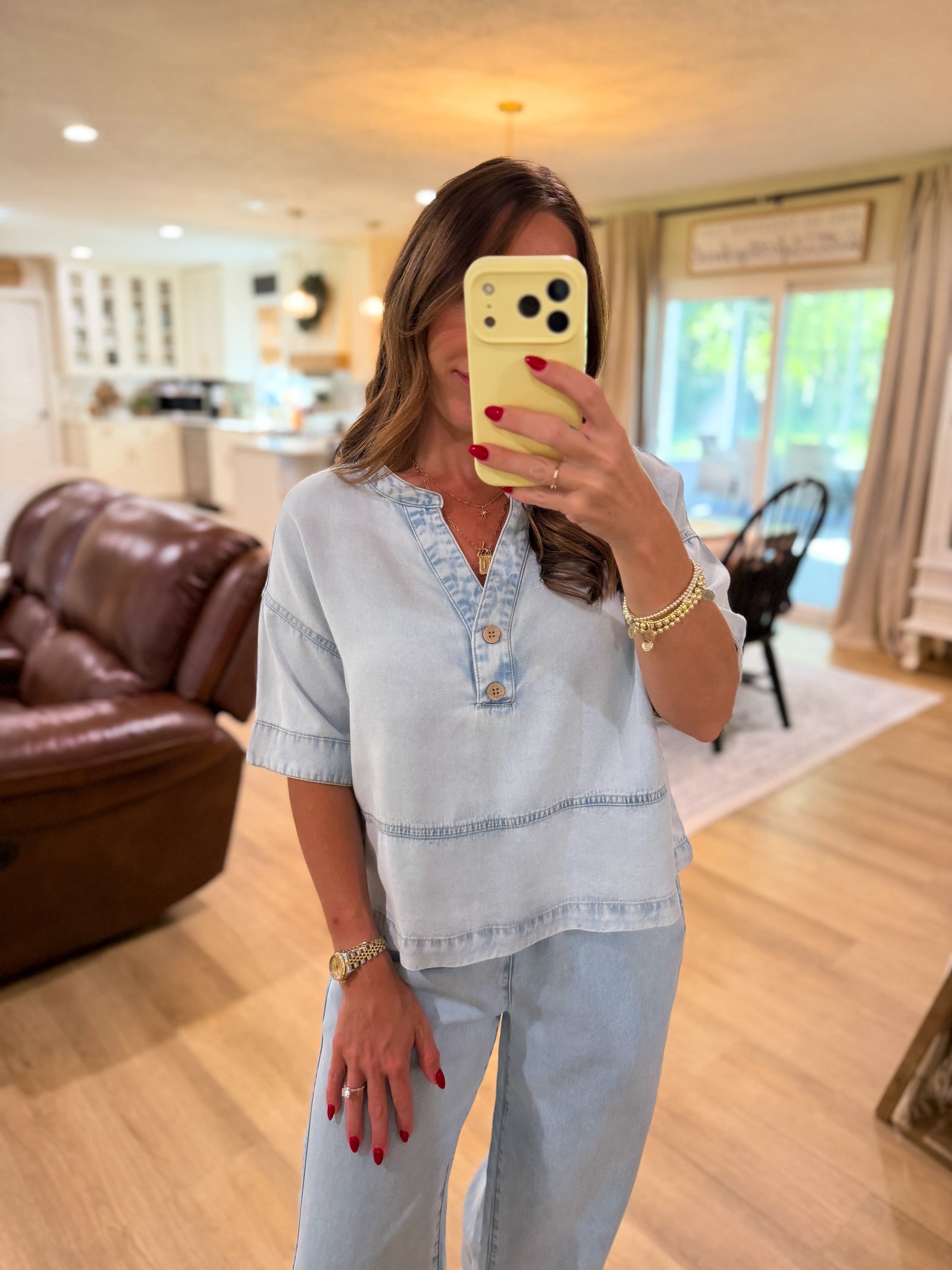 Jack Washed Denim Boxy Cropped Top