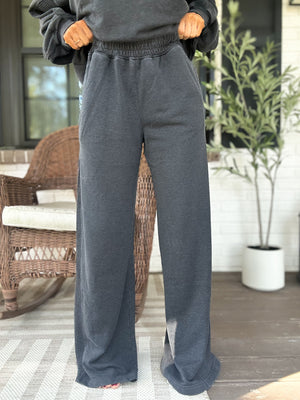 Delaney Mineral Washed Wide Leg Pant - Black