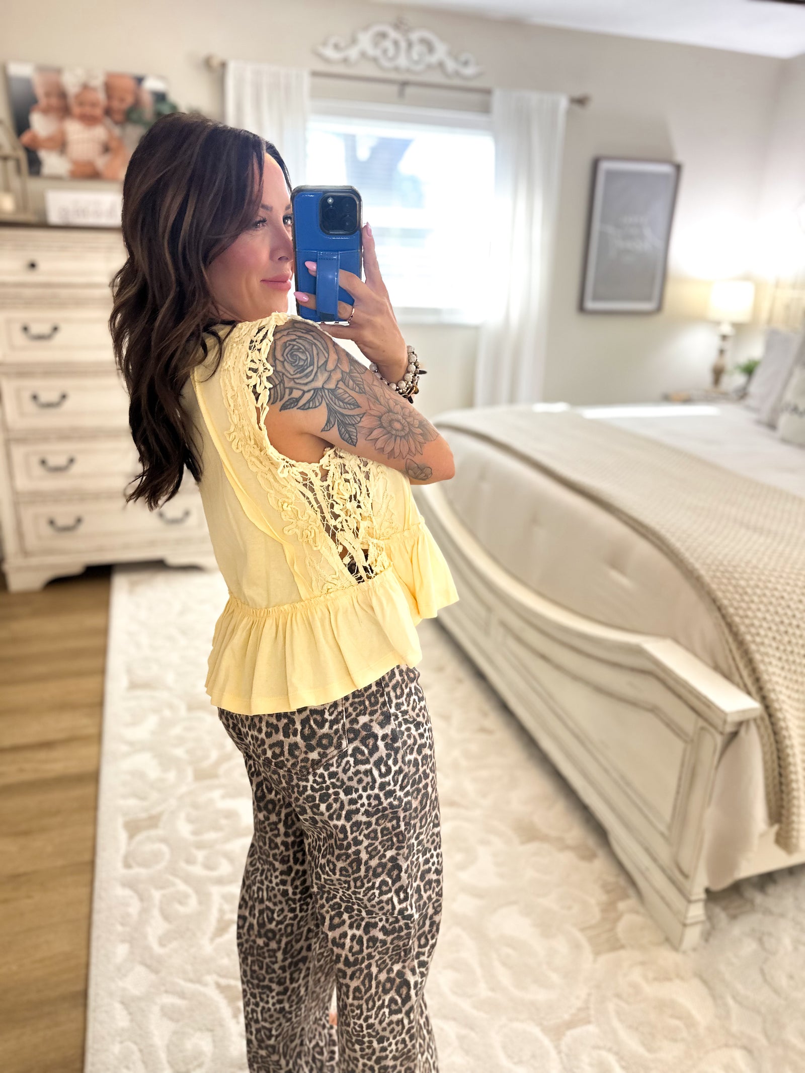 Mable Lace Trim Top - Butter Yellow