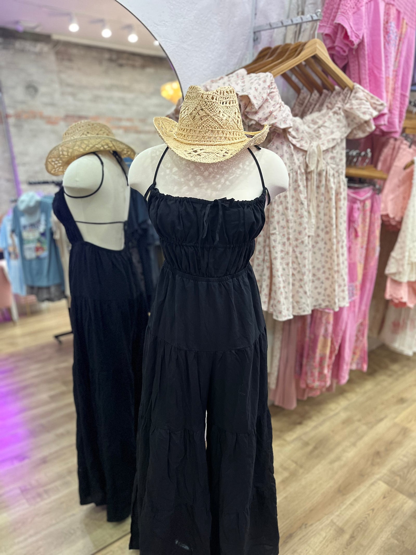 Easy Romance Tiered Backless Jumpsuit - Black