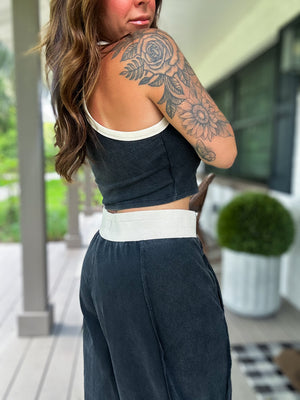 Summer Dreams Razer Back Crop Top - Ash Black