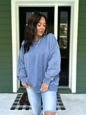 Lennon Acid Wash Oversized Fleece Pullover