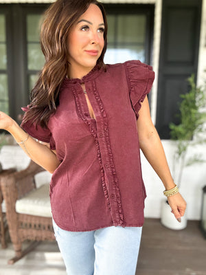 Katie Marie Ruffle Trim Blouse