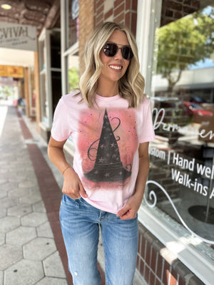 Pink Witch Hat Tee w/ Bling