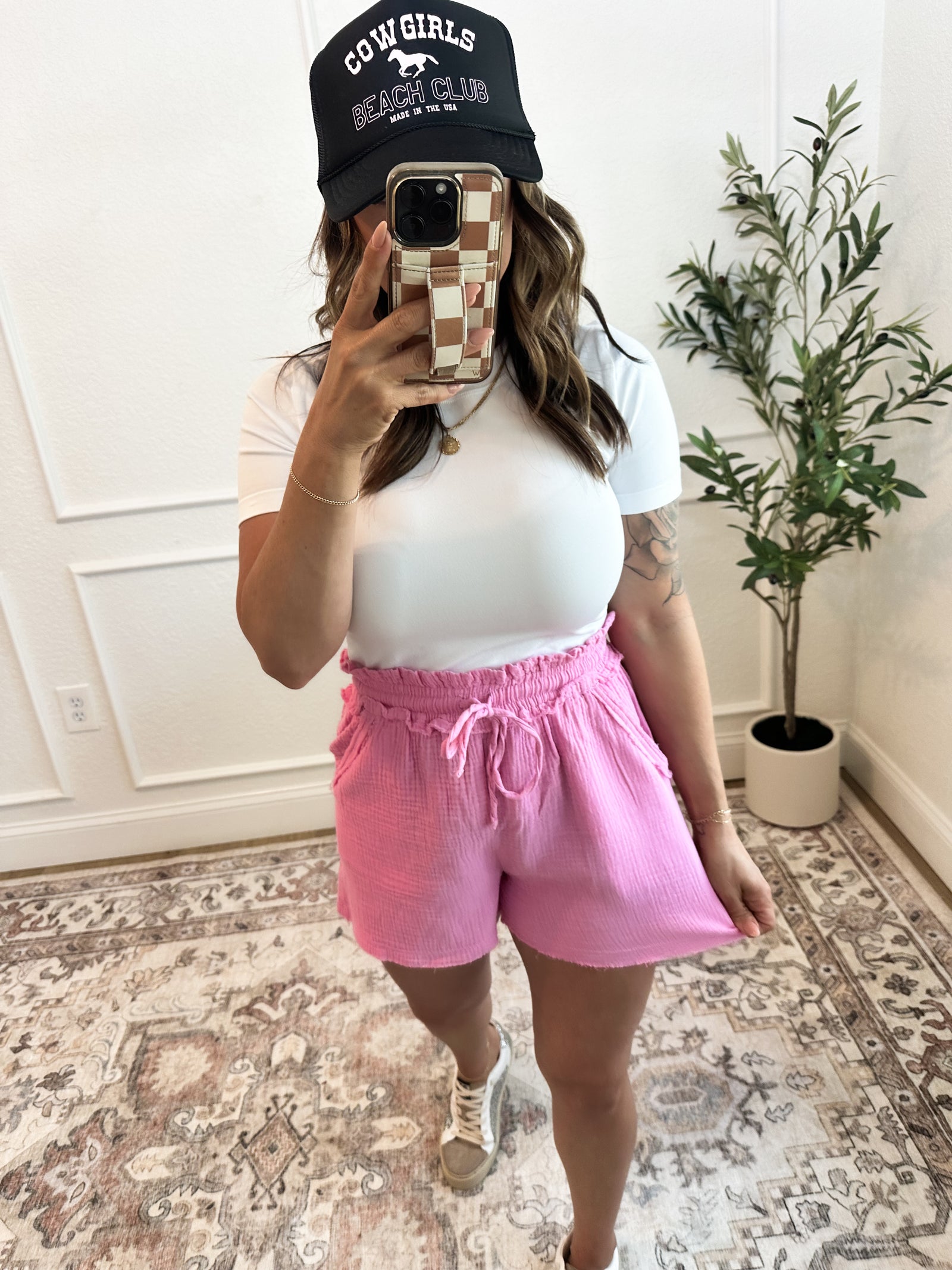 Living The Life Gauze Shorts - Pink