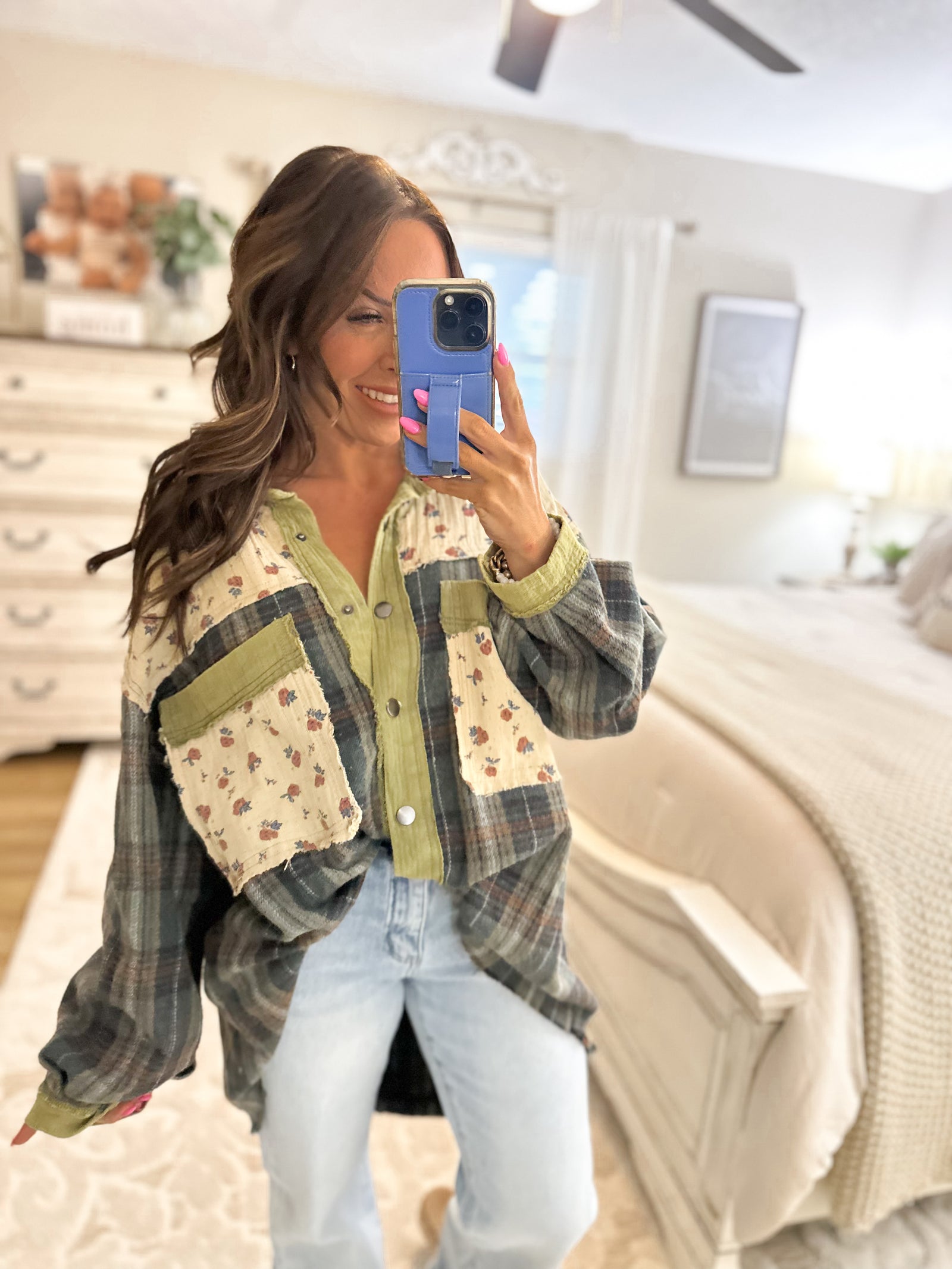 Linsey Vintage Patchwork Plaid Shirt Jacket