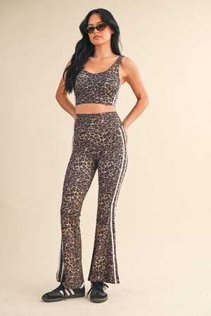 Clarissa Leopard Print Crop Tank with Side Stripe