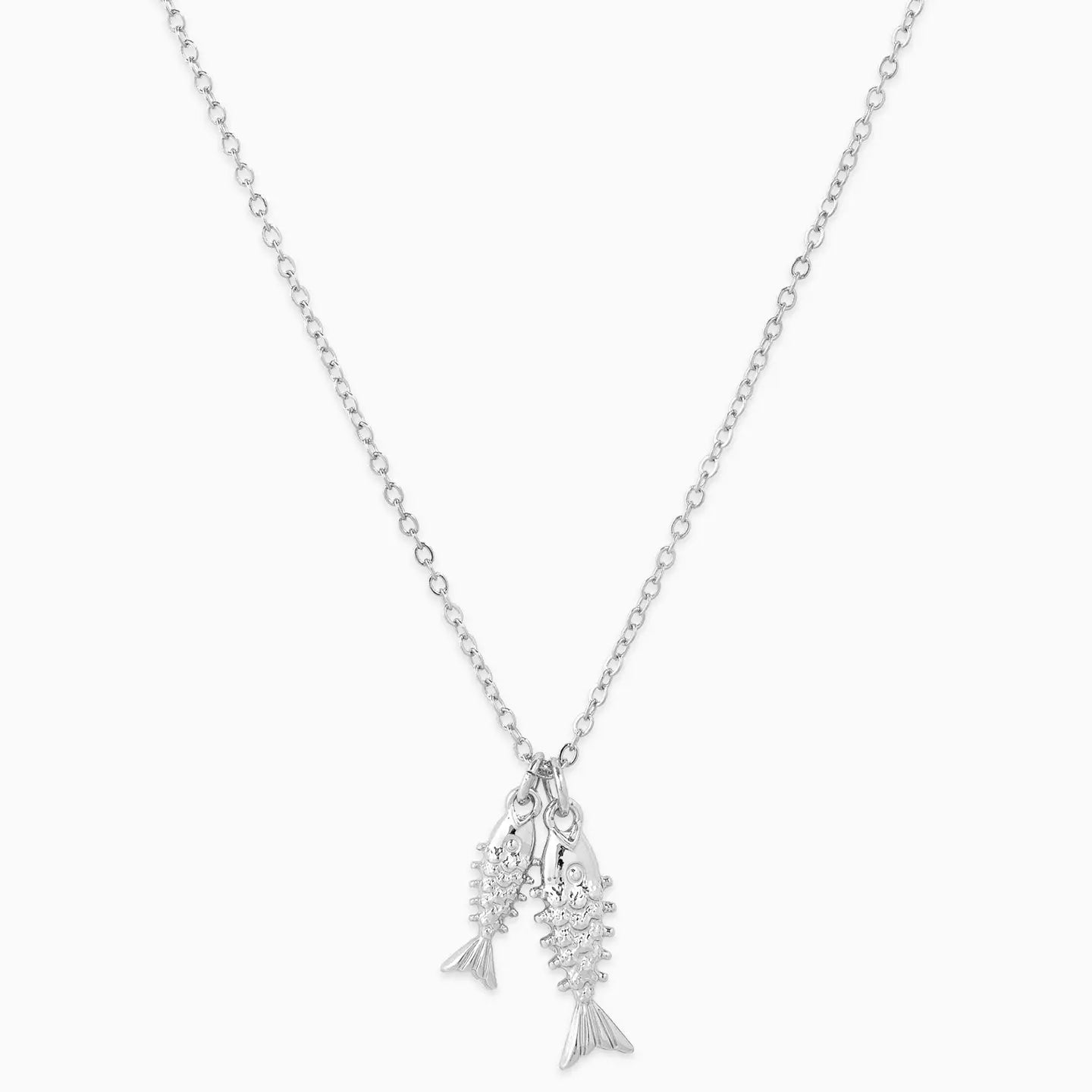 Double Sea Life Sardine Necklace - Silver