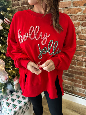 Holly Jolly Twist Rope Oversized Pullover