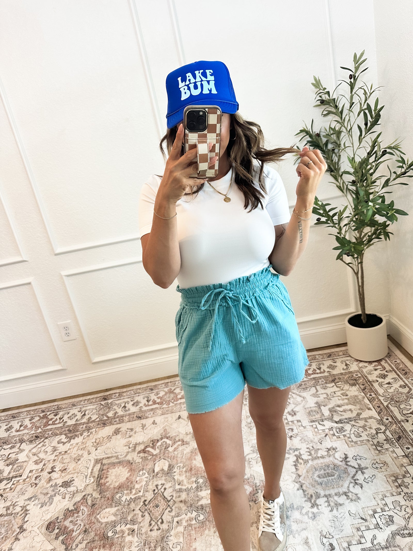 Living The Life Gauze Shorts - Dusty Teal