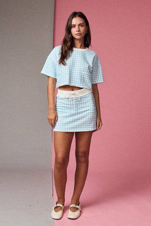 Jeni Gingham Mini Skort - Blue