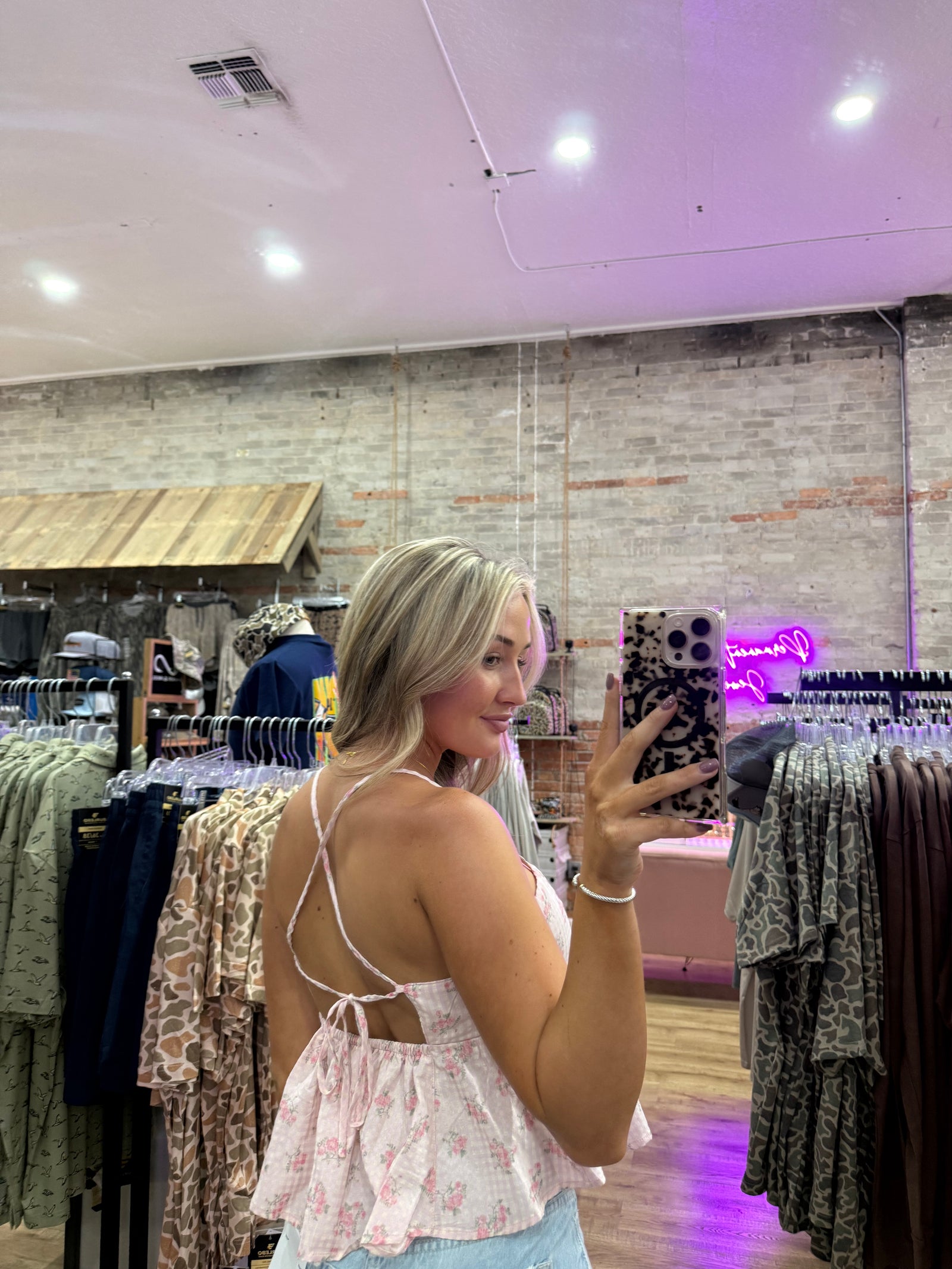 Leigha Floral Seersucker Babydoll Top - Pink