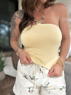 Nothing Compares Double Lined Strapless Top - Yellow