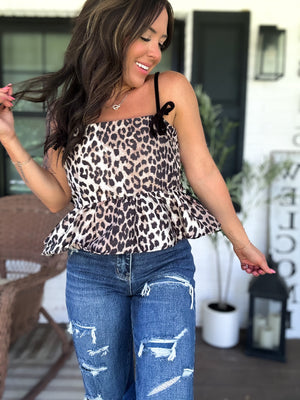 On The Prowl Leopard Jacquard Baby Doll Top