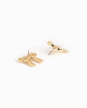 Pearl Studded Bow Earrings