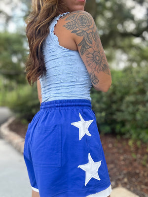 Lady Liberty 4th of July French Terry Shorts - Royal