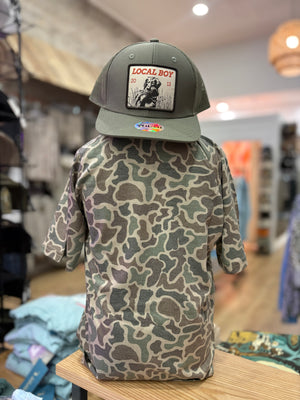 Youth Local Boy Short Sleeve Heather Blend Crew - Localflage Forest