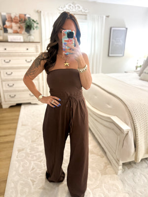 Everlie Strapless Jumpsuit - Brown