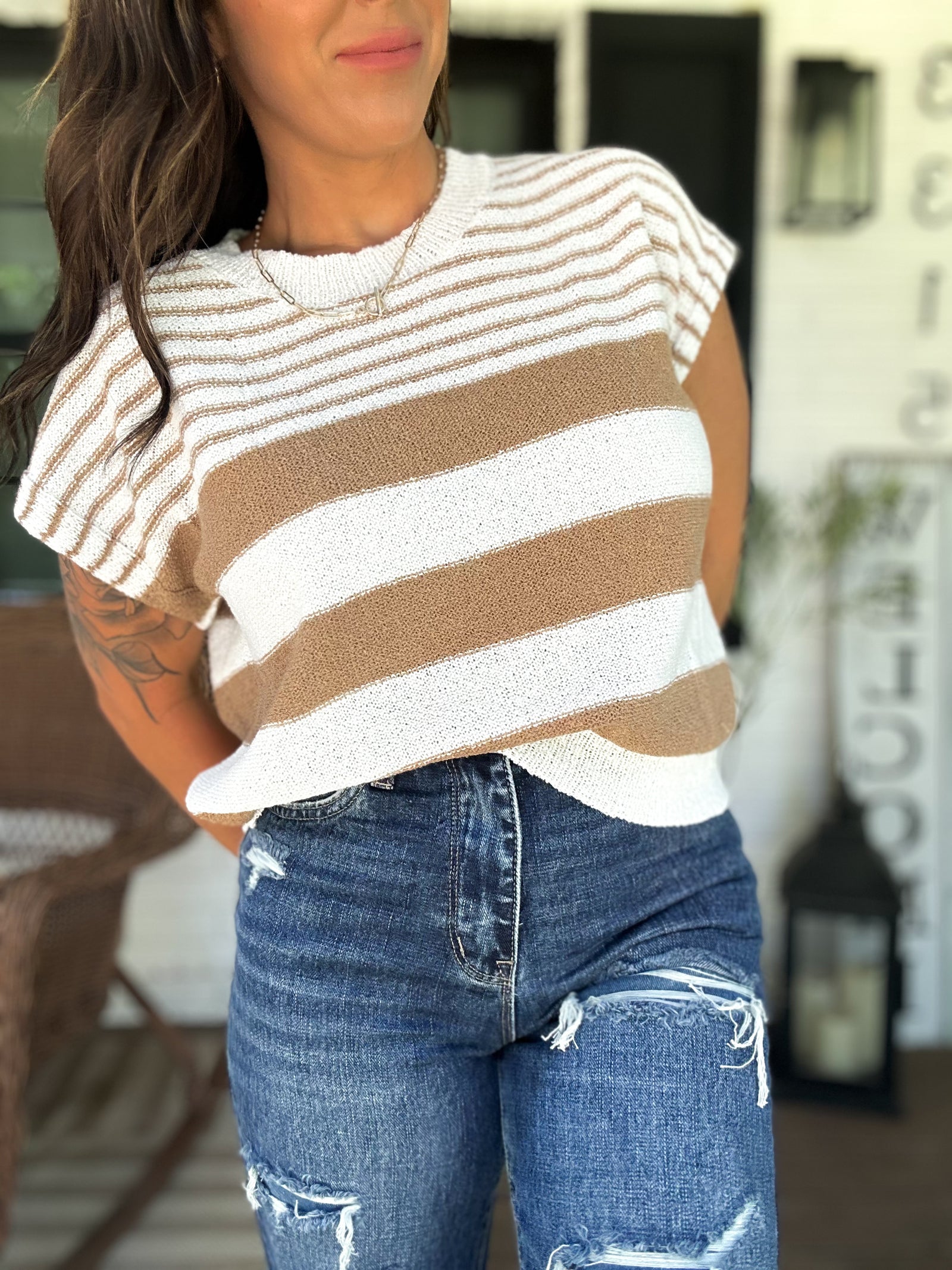 Chloe Striped Knit Top
