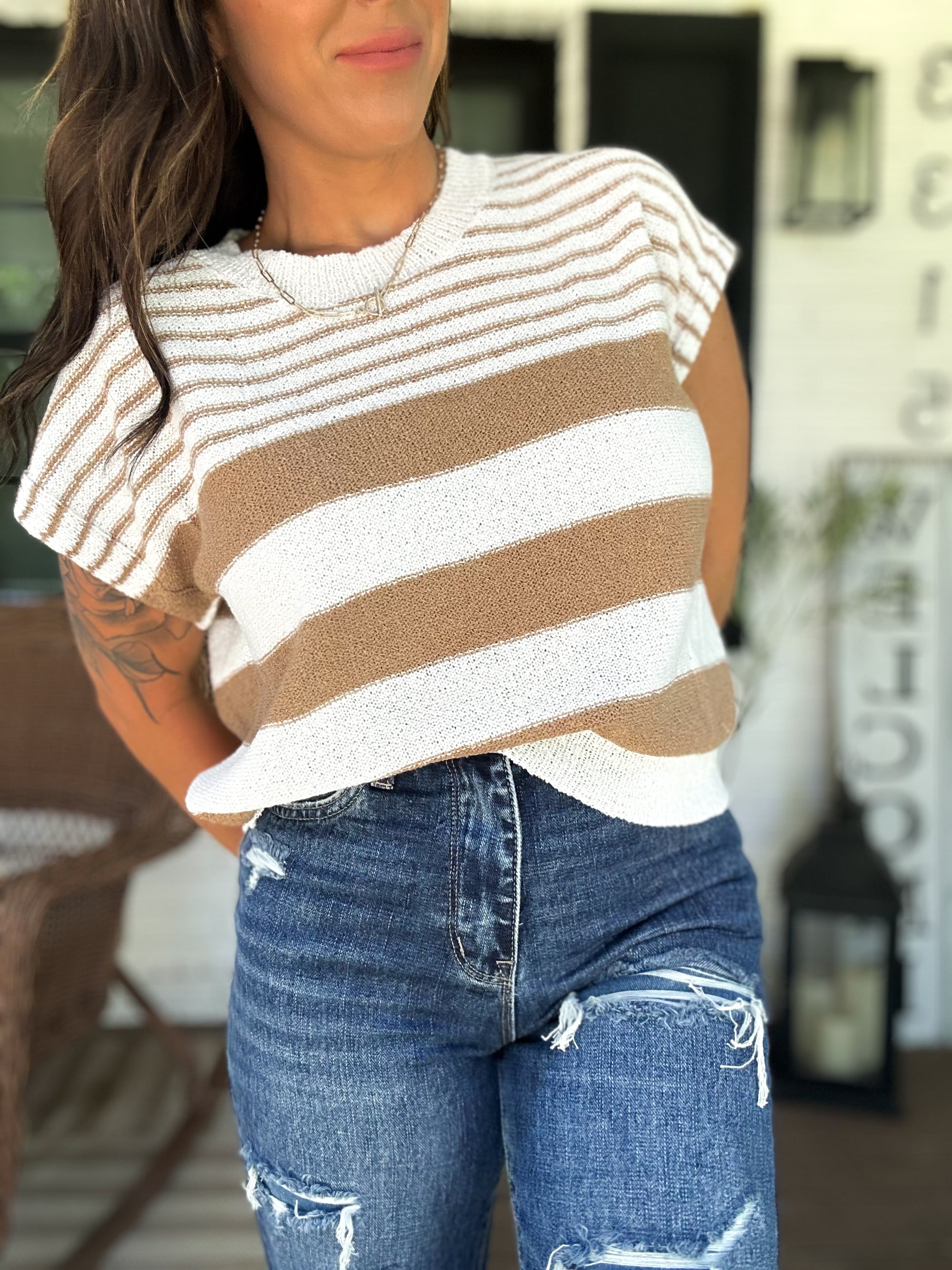 Chloe Striped Knit Top