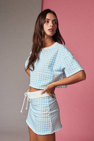 Jeni Gingham Mini Skort - Blue