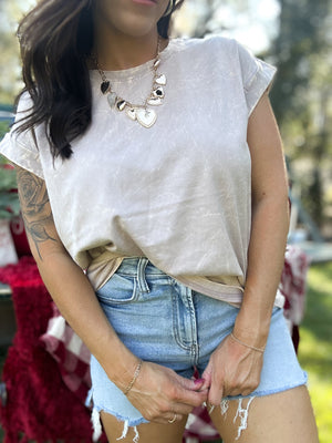 DOORBUSTER - Dani Acid Washed Tee - Ash Mocha