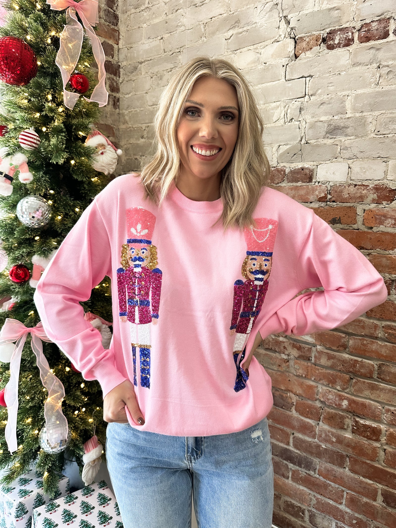 Sequin Nutcracker Sweater Top