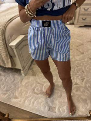 LuluMac Button Striped Boxer Shorts - Blue