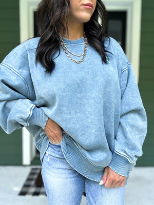 Lennon Acid Wash Oversized Fleece Pullover